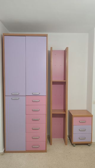 ARMARIO + ESTANTERÍA + MESITA (JUVENIL)
