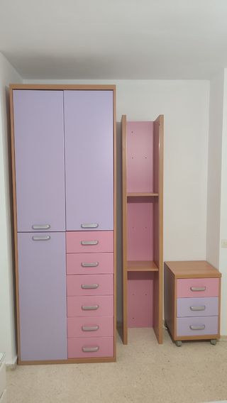 ARMARIO + ESTANTERÍA + MESITA (JUVENIL)