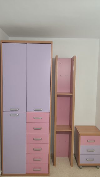 ARMARIO + ESTANTERÍA + MESITA (JUVENIL)