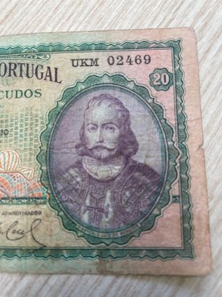 billete 20 escudos portugal 1954