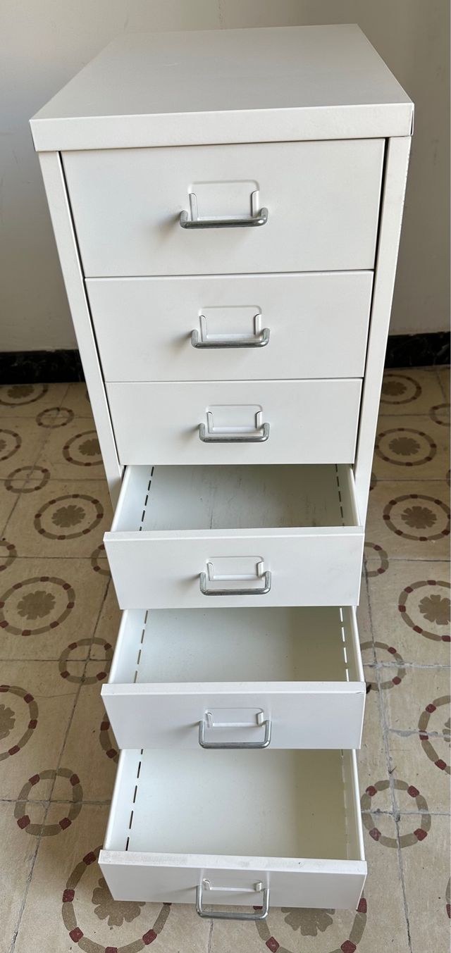 Cajonera blanca con ruedas Ikea Helmer 5 cajones de segunda mano por 30