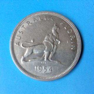 AUSTRALIA 1 FLORIN PLATA ISABEL II VISITA REAL