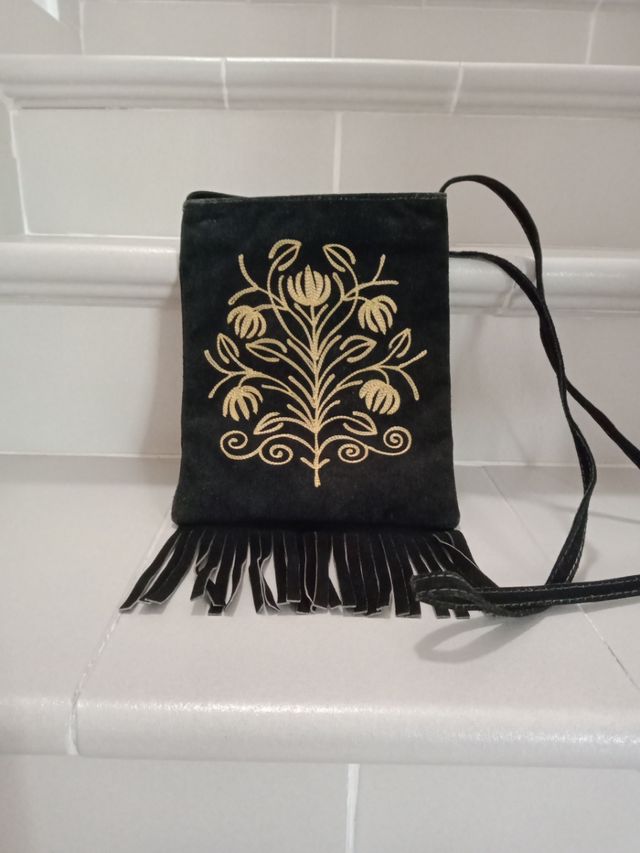 Bolso piel Ante y bordado