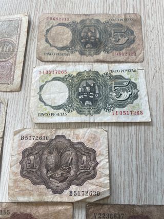 lote 8  billetes antiguos Peseta