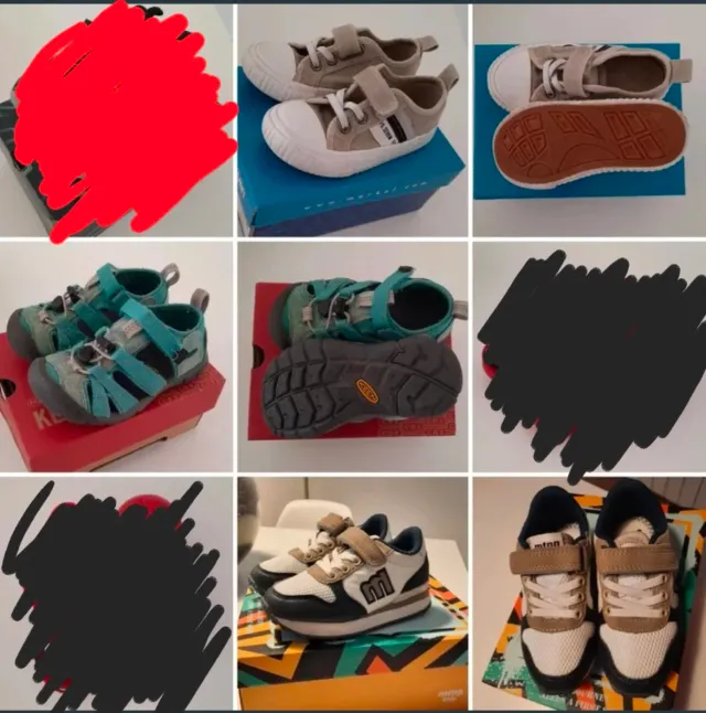 3 pares zapatillas, sandalia.... T. 25/26