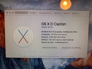 MacBook Pro 13" (2012) - Core i5  QWERTY - Inglés