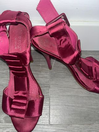 Sandalias fiesta de raso moradas