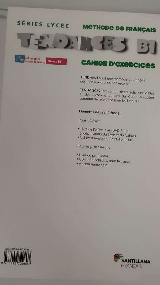 LIBRO TENDANCES B1 -1º BACHILLERATO CAHIER