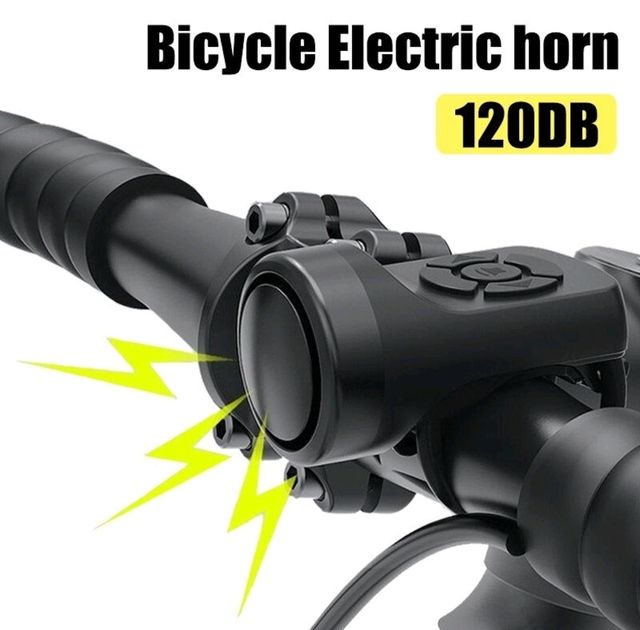 Bocina electrónica para bicicleta con carga USB.