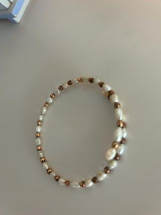 Pulsera 19cm blanca perlas Naturales Massimo Dutti
