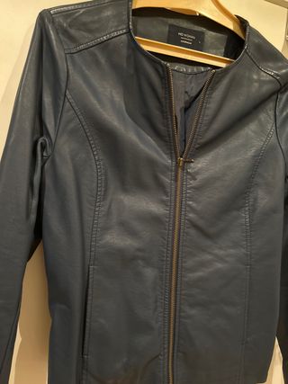 Cazadora Piel Azul T L basica