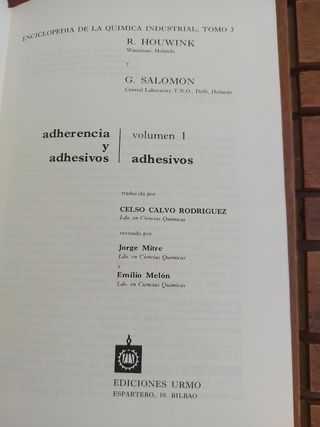 Adherencia y Adhesivos volumen I uno