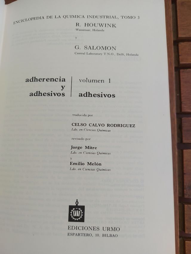 Adherencia y Adhesivos volumen I uno