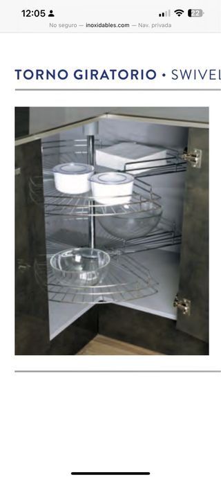 Torno giratorio filinox 70cm para mueble cocina