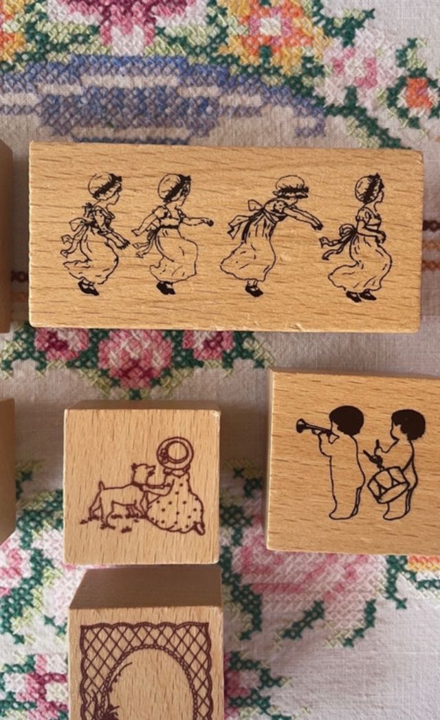 set sellos niñas vintage