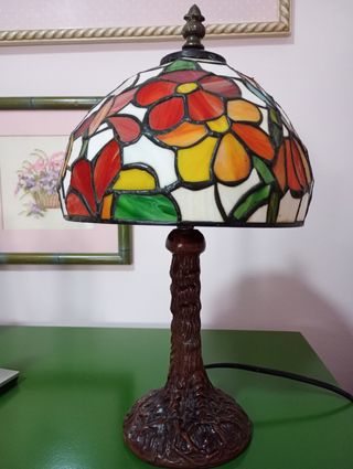 Lampara mesa Tiffany de flores