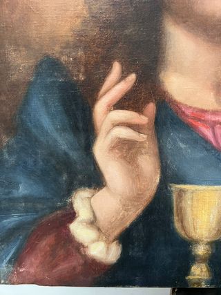 Jesús bendiciendo el pan y el vino.