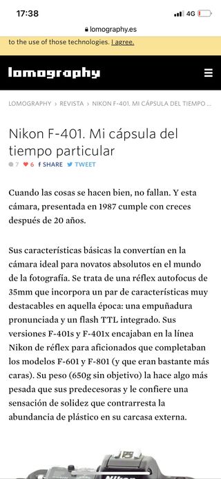 cámara analógica Nikon F-401s