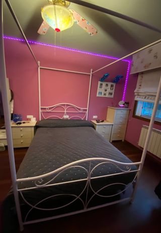 Cama de forja con dosel