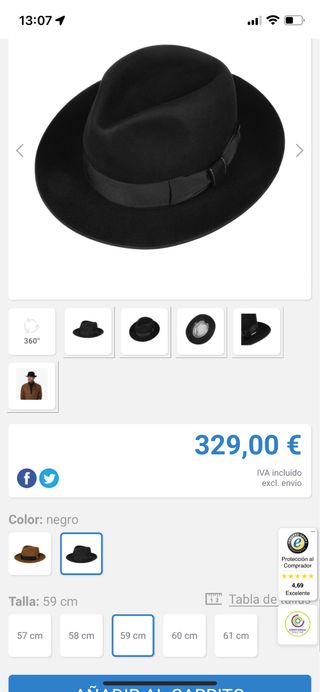 Sombrero de hombre sin estrenar