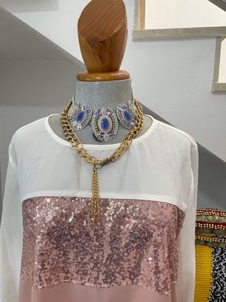 blusa XL shein un uso lentejuelas y gasa