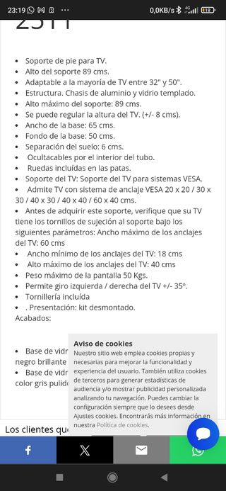 Soporte de pie para TV con ruedas