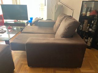 Sofa dos plazas marrón de 170cm chaiselongue
