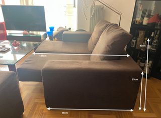 Sofa dos plazas marrón de 170cm chaiselongue