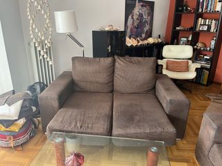 Sofa dos plazas marrón de 170cm chaiselongue