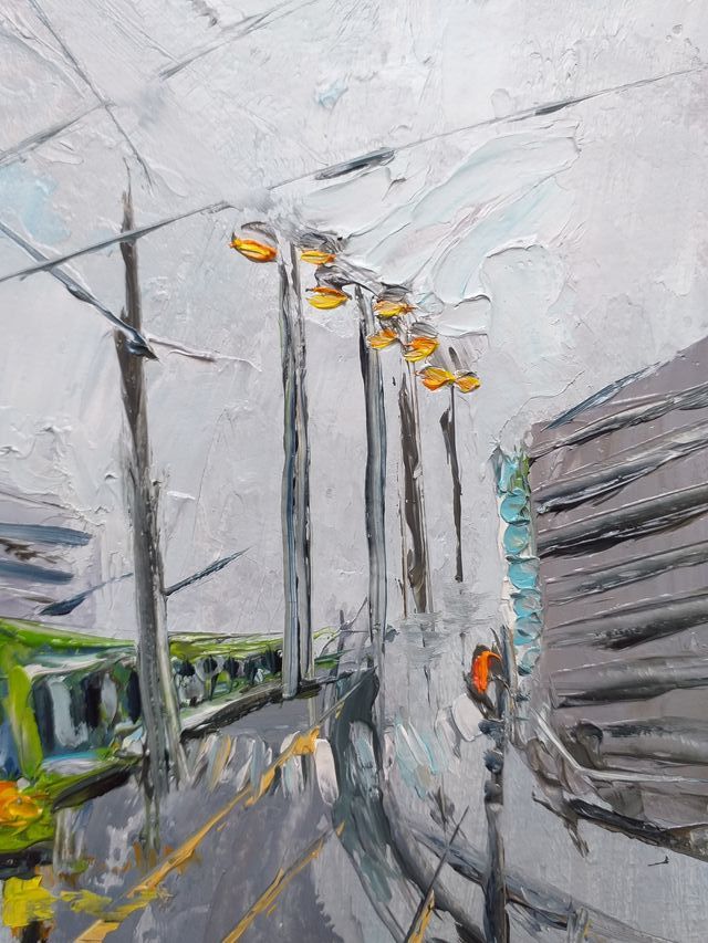 Pintura Paisaje Urbano Oleo Sobre Cartón 19x14cm.