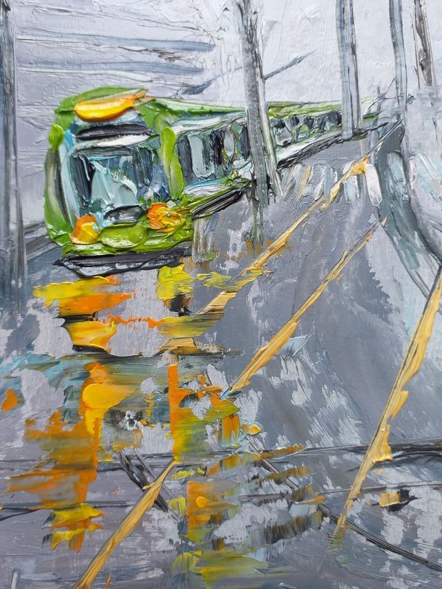 Pintura Paisaje Urbano Oleo Sobre Cartón 19x14cm.