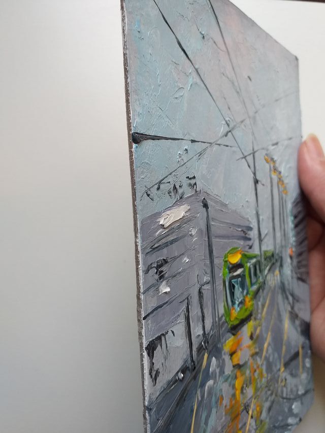 Pintura Paisaje Urbano Oleo Sobre Cartón 19x14cm.