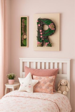 letras personalizadas con flores y musgo