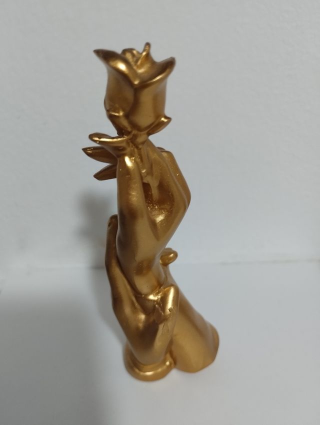 Figura rosa y mano dorada