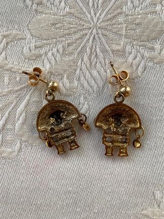 Pendientes etnicos precolombinos chapado oro