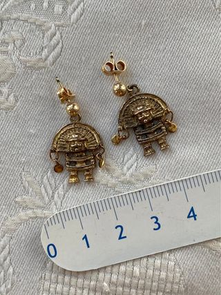 Pendientes etnicos precolombinos chapado oro