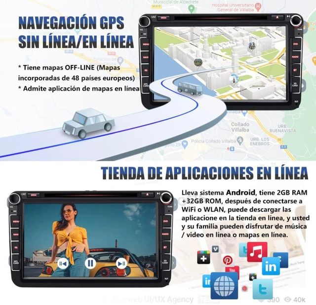 Radio 2DIN Para VW, Seat y Skoda nuevo.
