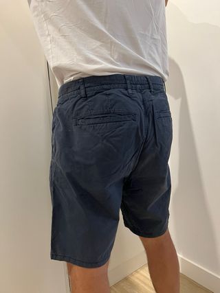 pantalon corto gabardina bermuda hombre azul