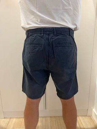 pantalon corto gabardina bermuda hombre azul