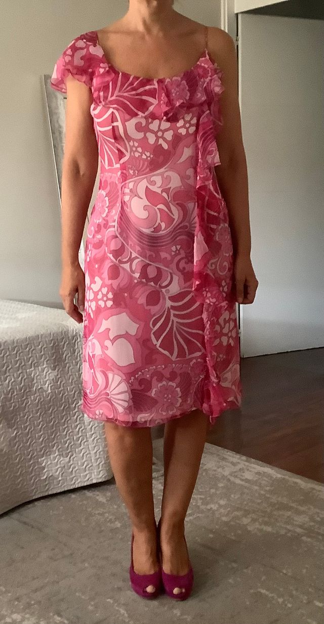 Vestido de gasa fucsia de Tintoretto talla 38