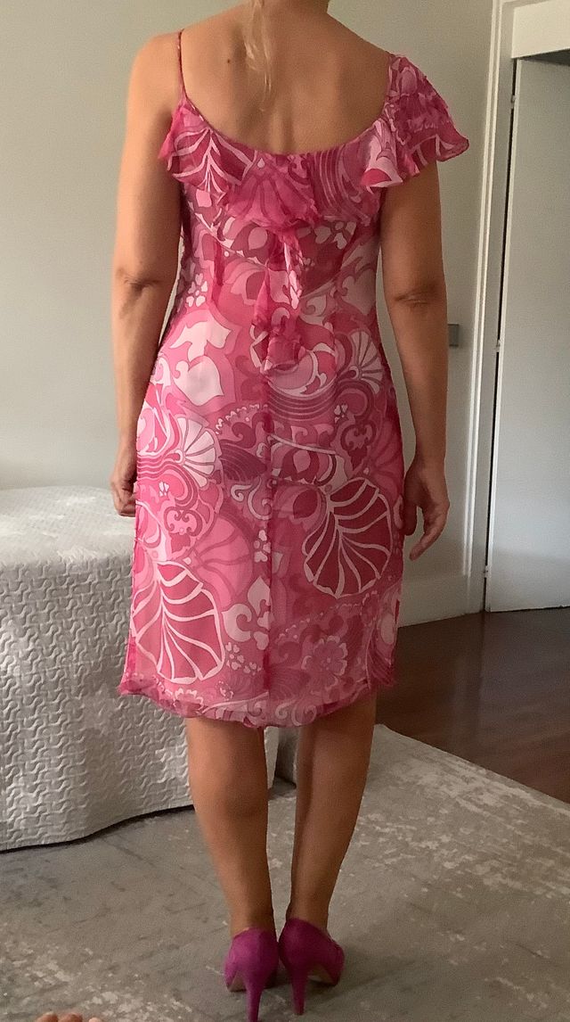 Vestido de gasa fucsia de Tintoretto talla 38