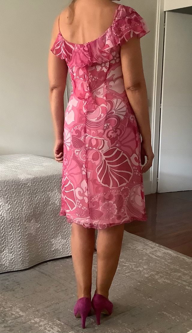 Vestido de gasa fucsia de Tintoretto talla 38