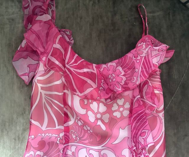 Vestido de gasa fucsia de Tintoretto talla 38