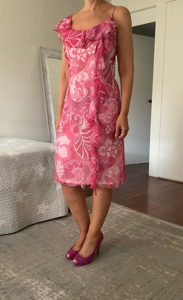 Vestido de gasa fucsia de Tintoretto talla 38