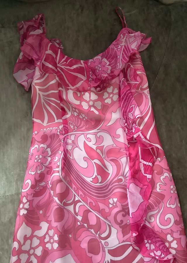 Vestido de gasa fucsia de Tintoretto talla 38