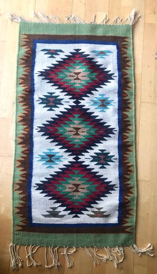 Alfombra mexicana tipo kilim 108 x 58