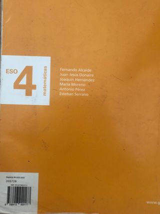 libro matematicas 4 de la eso