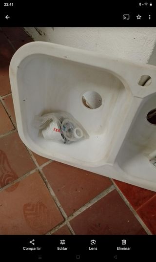 Fregadero 2 senos de resina rectangular ,sin usar