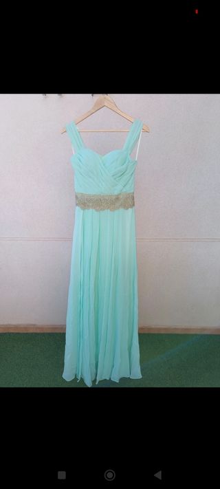 Vestido fiesta verde menta T38 Nuevo