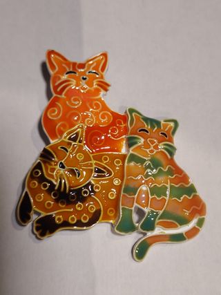 Broche y colgante para collar de 3 gatos 🐱 mujer